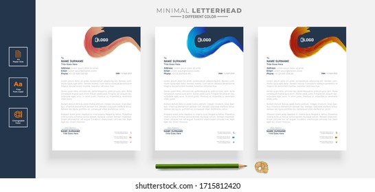Elegant letterhead template design in minimalist style