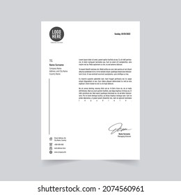 Elegant letterhead template design in minimalist style. Business style letterhead design