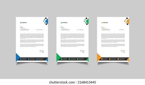 Elegant letterhead template design in minimalist style and colorful design