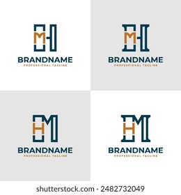 Elegant Letters HM and MH Monogram Logo, suitable for business with MH or HM initials