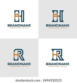 Letras Elegantes HR y RH Monograma Logo, adecuado para negocios con iniciales RH o HR