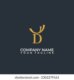 Elegant Lettes D Deer Logo Design Vector.