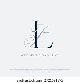Elegante logotipo de monograma de boda con iniciales entrelazadas LF