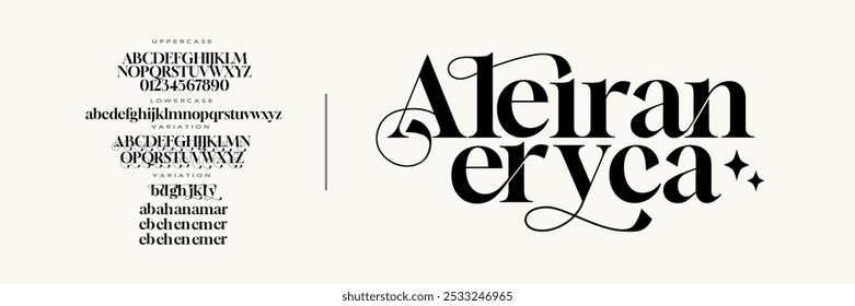 Elegant ligature alphabet letters font logo. Typography luxury classic lettering serif fonts decorative wedding vintage retro logos, design for fashion,beauty shop and brand . vector illustration