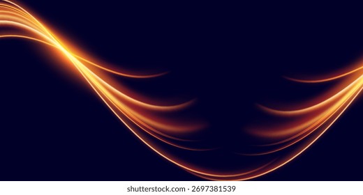 Elegante Luz abstrato movimento de alta velocidade. Trilhas de luz de movimento dinâmico em fundo azul escuro. vetor