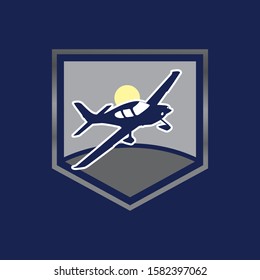 elegant Light airplane related shield emblems, labels and design elements