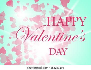 Elegant light background with hearts and place for text. Valentine s Day. Happy Valentine s day. Postcard, poster, or background for your design