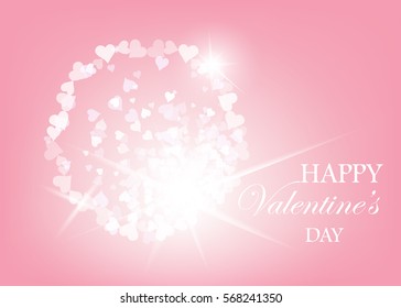 Elegant light background with hearts and place for text. Valentine s Day. Happy Valentine s day. Postcard, poster, or background for your design