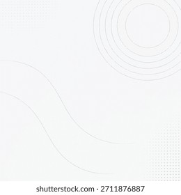Eleganter heller Hintergrund mit minimalen geometrischen Formen, sanften Wellenlinien, gepunkteten Texturelementen, kreisförmigem abstraktem Muster, modernem sauberem Design, weicher monochromer Stil, ideal für Präsentationen.