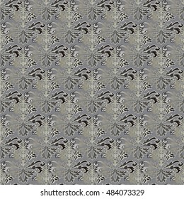 Elegant light beige vector seamless pattern background wallpaper illustration with decorative antique stylish oriental floral ornaments in Eastern persian arabian style. Endless elegance texture