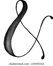 Elegant light black or grey watercolor hand drawn ampersand in vector 