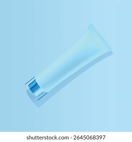Elegant light blue cosmetic tube with metallic cap, perfect for skincare packaging, luxury beauty branding, and product mockups.