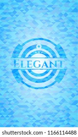 Elegant light blue emblem with mosaic background