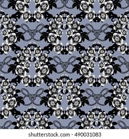 Elegant light blue floral vector seamless pattern background wallpaper illustration with vintage decorative 3d flowers ornaments.Floral pattern.Flowers wallpaper.Flowers seamless pattern.White flowers