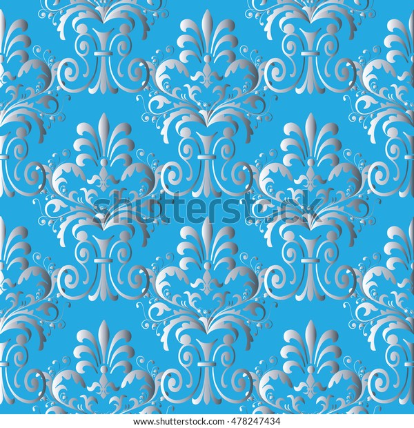 Elegant Light Blue Floral Vector Seamless Stock Vector Royalty