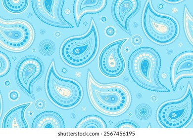 Elegant light blue paisley pattern.  Perfect for textile design, wrapping paper, or website backgrounds.  Subtle and sophisticated design with ornate details.