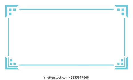 Elegant light blue rectangular frame design with square corner accents perfect for document border vector illustration