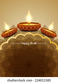 Elegant light brown color background design for Indian festival Diwali. Vector illustration