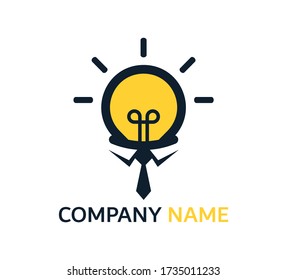 
An elegant light bulb logo combined with a silhouette of an office shirt with a combination of yellow and black. Suitable for a business logo that illustrates ideas, creativity and intelligence.
