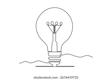 Ilustración de arte de contorno aislado minimalista continuo de boceto de una línea de bombilla elegante