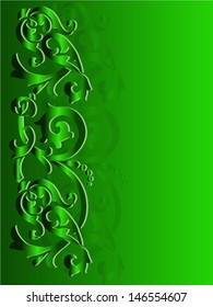 elegant light and dark green background with lace ornament and copy space. Vector, EPS 10 