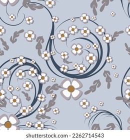 Elegant light floral seamless pattern. Vector illustration for print, fabric, cover, packaging, interior decor, blog decoration and other your projects.
