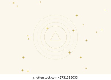 An elegant light gold pattern incorporating celestial and boho motifs, with stars and mystical symbols for magical aesthetics.