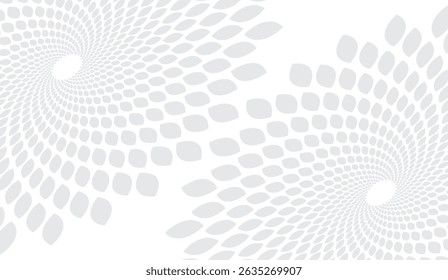 Elegant light gray petal-shaped design, a mesmerizing hypnotic pattern that creates a stunning visual effect, perfect for modern presentations and creative backgrounds