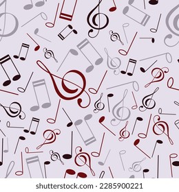 Elegant light musical seamless pattern. Vector illustration for print, fabric, cover, packaging, interior decor, blog decoration and other your projects.
