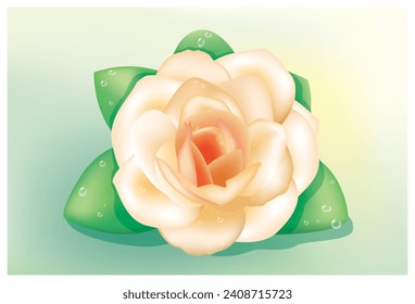 Elegant Light Pink rose flower mesh artwork isolated on nice green artistic background in vector illustration