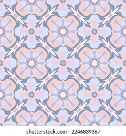 Elegant light seamless pattern in pastel colors. Art forms are grouped and arranged in a specific order. Vector image for print, textile, packaging, interior design and your other projects.