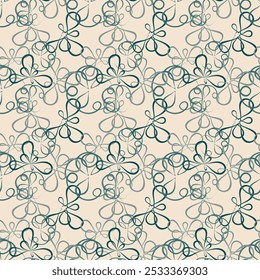 Elegante padrão de luz sem emenda com redemoinhos. Fundo desenhado à mão para o seu design. Têxtil, embalagem, decoração de blog, banner, cartaz, papel de embrulho. Vetor. 