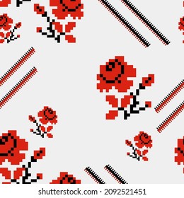 Elegantes, nahtloses Muster mit ukrainischen Motiven.
 Vektorgrafik für Druck, Stoff, Deckel, Verpackung, Inneneinrichtung, Blog-Dekoration und andere Ihre Projekte.