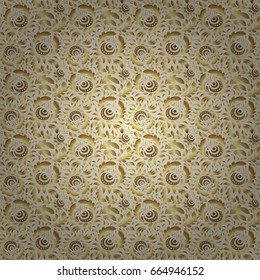 Elegant light and shine vector template on beige background. Metallic elements for frame, ribbon, banner, mandalas. Vector golden gradient seamless texture. Realistic abstract golden seamless pattern.