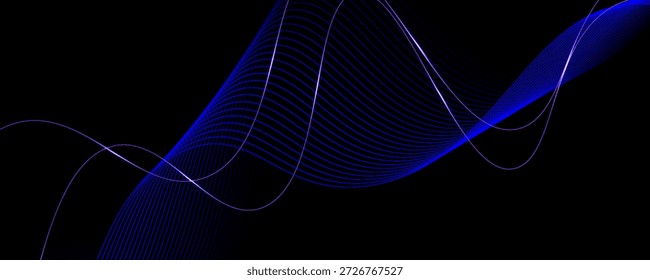 Elegantes ondas de luz que fluyen sobre un fondo oscuro. Fondo minimalista para Anuncios, carteles, cubiertas, folletos, volantes y Sitios web.