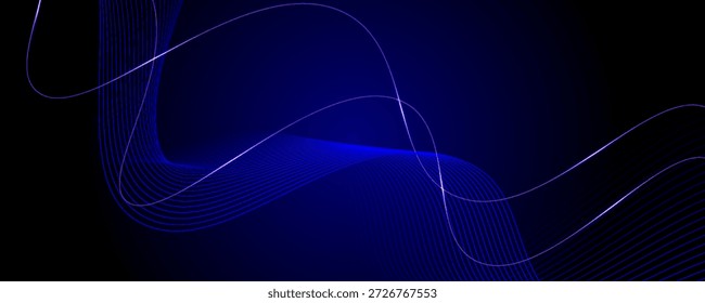 Elegant light waves flowing on a dark background. Minimalist background for banners, posters, covers, brochures, flyers, and websites.