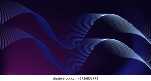 Elegantes ondas de luz que fluyen sobre un fondo oscuro. Fondo minimalista para Anuncios, carteles, cubiertas, folletos, volantes y Sitios web.
