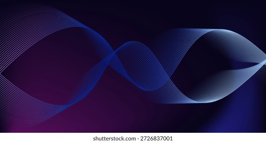 Elegantes ondas de luz que fluyen sobre un fondo oscuro. Fondo minimalista para Anuncios, carteles, cubiertas, folletos, volantes y Sitios web.