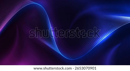 Elegant light waves flowing on a dark background. Minimalist background for banners, posters, covers, brochures, flyers, and websites.