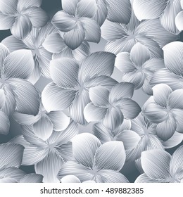 Elegant light white floral vector seamless pattern background wallpaper illustration with vintage decorative 3d flowers and ornaments.Flowers pattern.Flowers wallpaper.Flowers illustration.