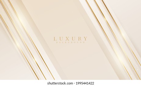 Elegant light yellow pastel abstract background combined with golden line elements. modern template design vector illustration.