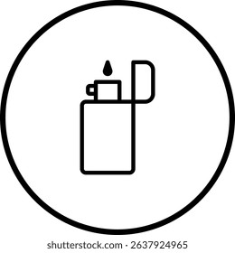 Elegant lighter icon in black and white line art inside a circular border design