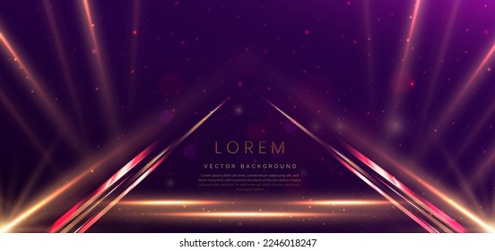 Elegant lighting golden glowing with lighting effect sparkle on purple background. Template premium award design. Vector illustration