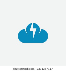 elegant lightning cloud logo icon. graphic design vector illustration in flat art style.