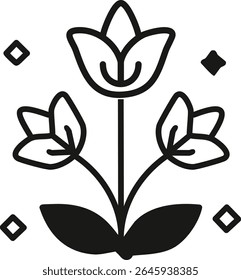 Elegant Lily Flower Line Art Vector. Black and White Floral Outline Drawing for Coloring Pages, Tattoos, and Wall Art