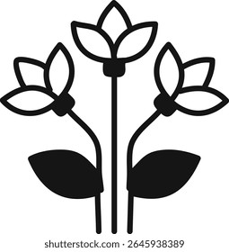 Elegant Lily Flower Line Art Vector. Black and White Floral Outline Drawing for Coloring Pages, Tattoos, and Wall Art