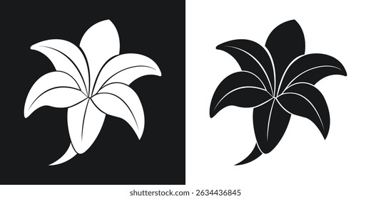 Elegant lily flower vector illustration in two color styles for design and decoration