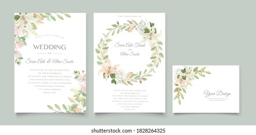 Elegant lily wedding invitation card set