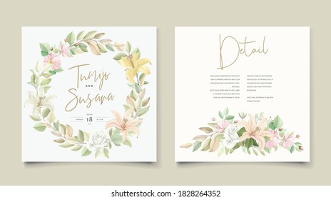 Elegant lily wedding invitation card set