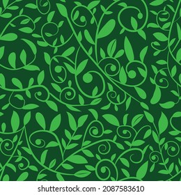 Elegant lime green swirly leaves seamless pattern. Great for wallpaper, textile, fabric and home décor 